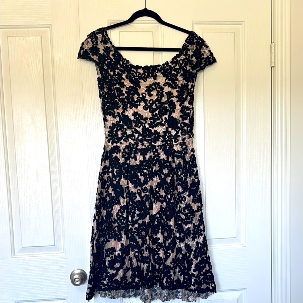 Anthropologie Black & Baby Pink Lace Dress